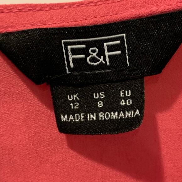 F&F Pink Blouse 3/4 length bell sleeves Size 8 - Picture 4 of 4